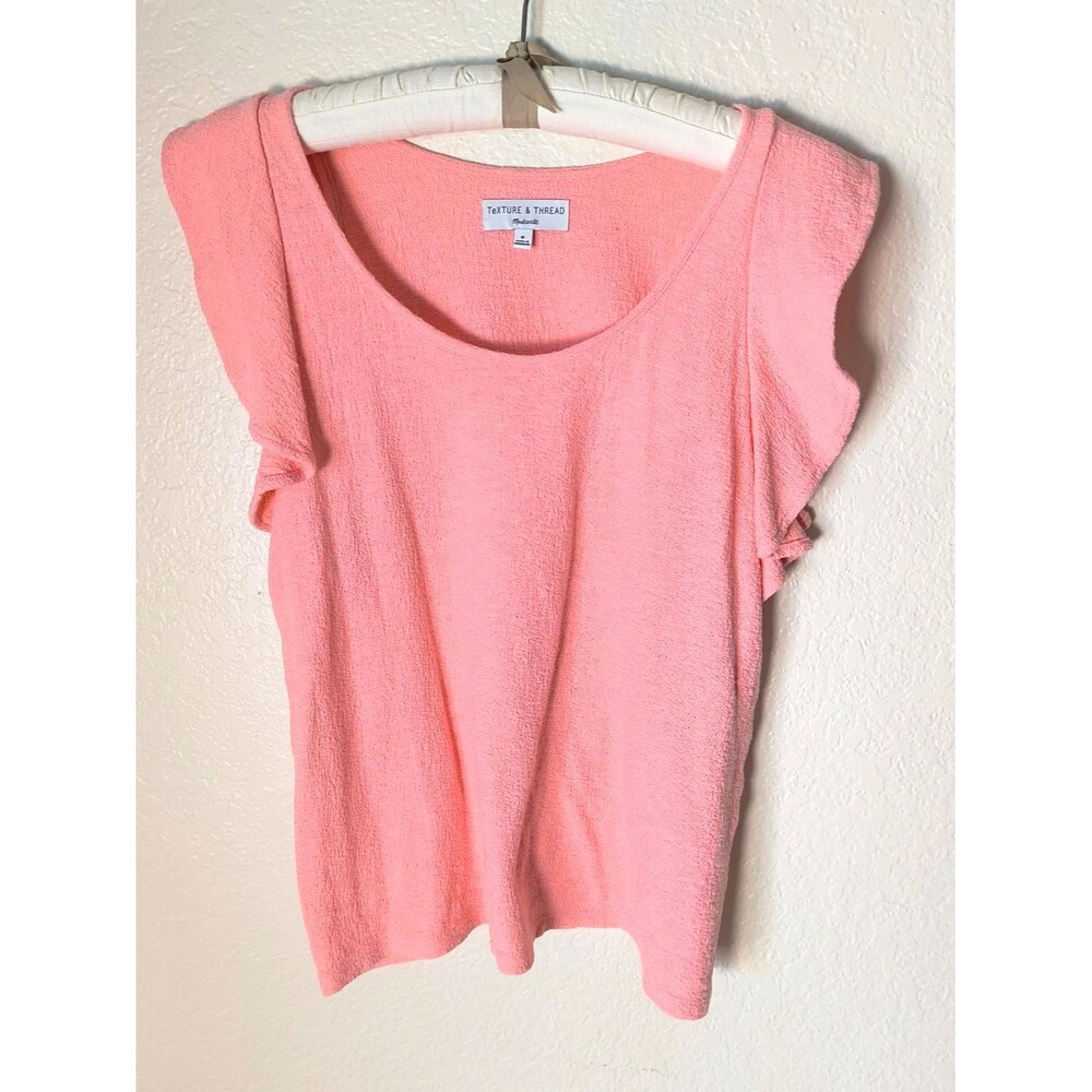 Madewell Texture & Thread Ruffle Sleeve Scoop Neck Top